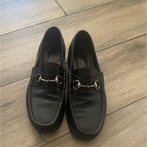 Gucci Vintage Leather Horse Bit Black Loafers 10.5 43 1/2